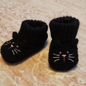 Adorable Black Cat Baby Booties